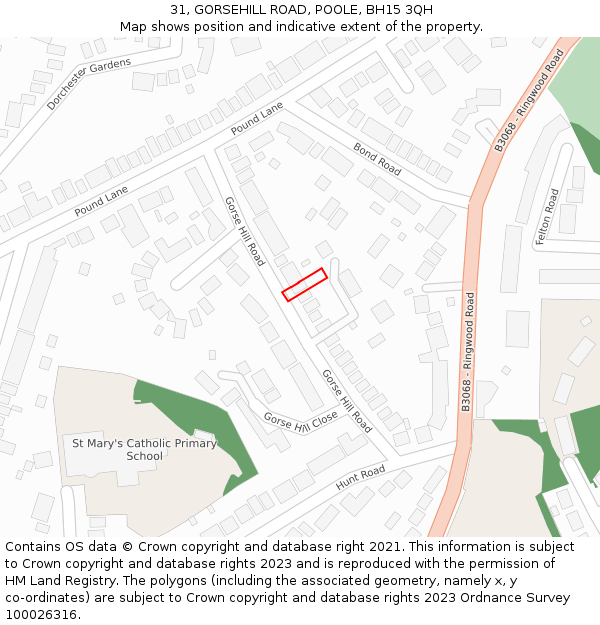 31, GORSEHILL ROAD, POOLE, BH15 3QH: Location map and indicative extent of plot