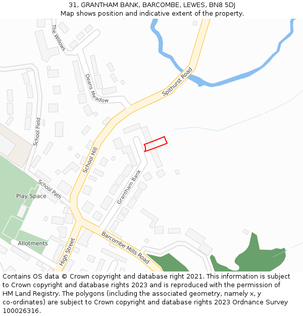 31, GRANTHAM BANK, BARCOMBE, LEWES, BN8 5DJ: Location map and indicative extent of plot