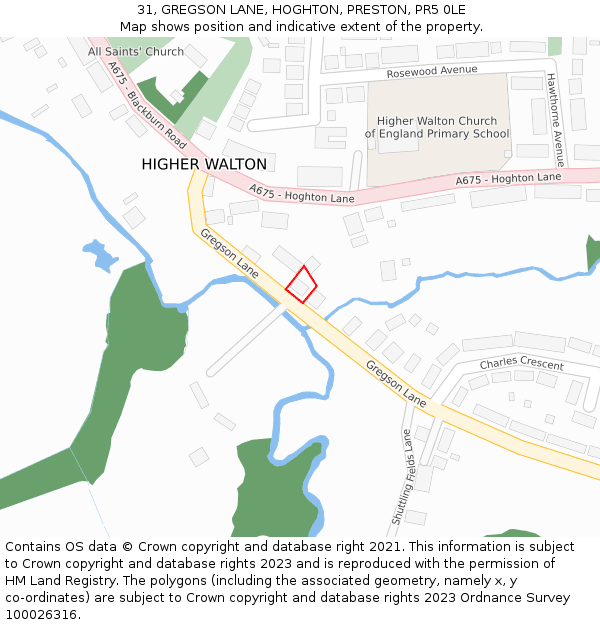31, GREGSON LANE, HOGHTON, PRESTON, PR5 0LE: Location map and indicative extent of plot