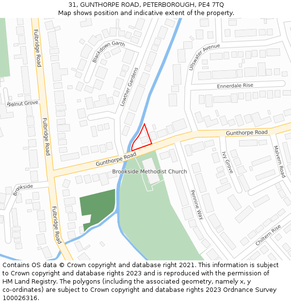 31, GUNTHORPE ROAD, PETERBOROUGH, PE4 7TQ: Location map and indicative extent of plot