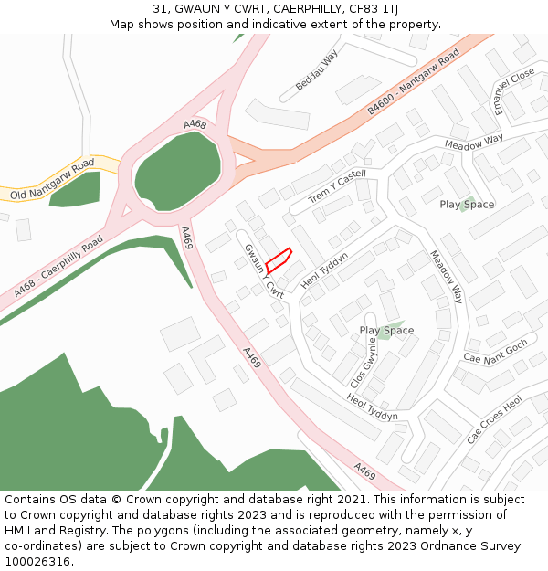 31, GWAUN Y CWRT, CAERPHILLY, CF83 1TJ: Location map and indicative extent of plot