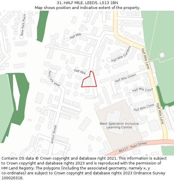 31, HALF MILE, LEEDS, LS13 1BN: Location map and indicative extent of plot