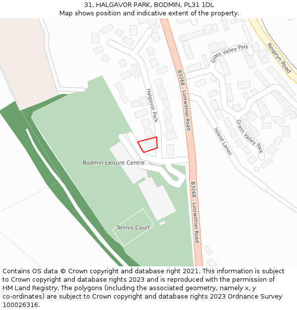 31, HALGAVOR PARK, BODMIN, PL31 1DL: Location map and indicative extent of plot