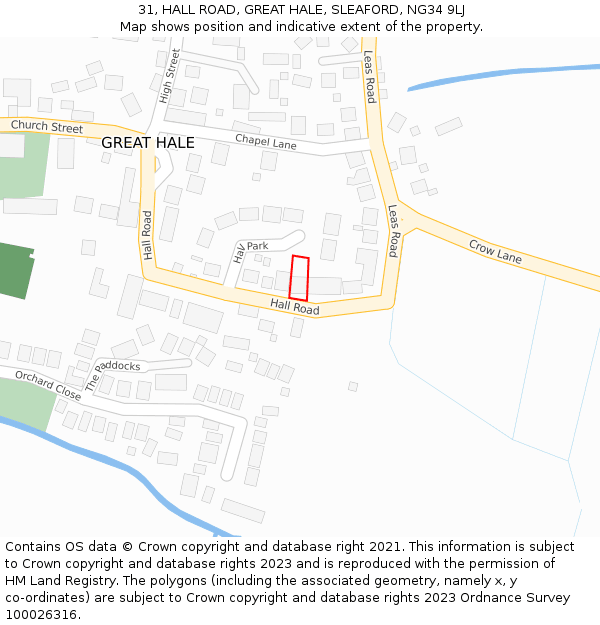 31, HALL ROAD, GREAT HALE, SLEAFORD, NG34 9LJ: Location map and indicative extent of plot