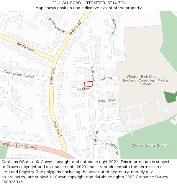 31, HALL ROAD, UTTOXETER, ST14 7PN: Location map and indicative extent of plot