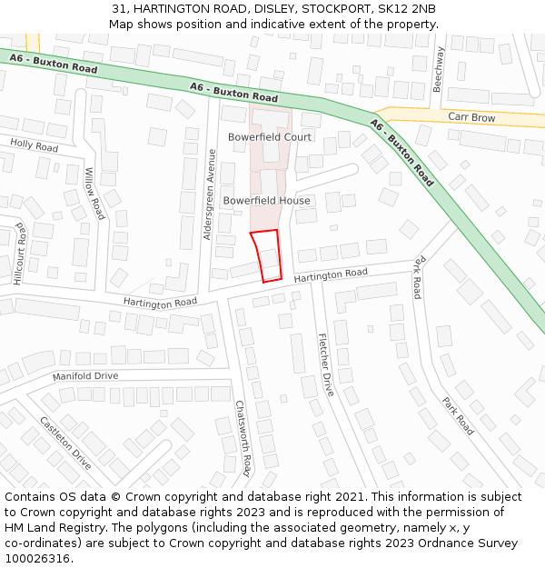 31, HARTINGTON ROAD, DISLEY, STOCKPORT, SK12 2NB: Location map and indicative extent of plot