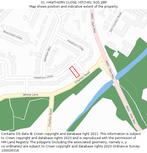 31, HAWTHORN CLOSE, HITCHIN, SG5 2BP: Location map and indicative extent of plot