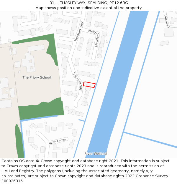 31, HELMSLEY WAY, SPALDING, PE12 6BG: Location map and indicative extent of plot