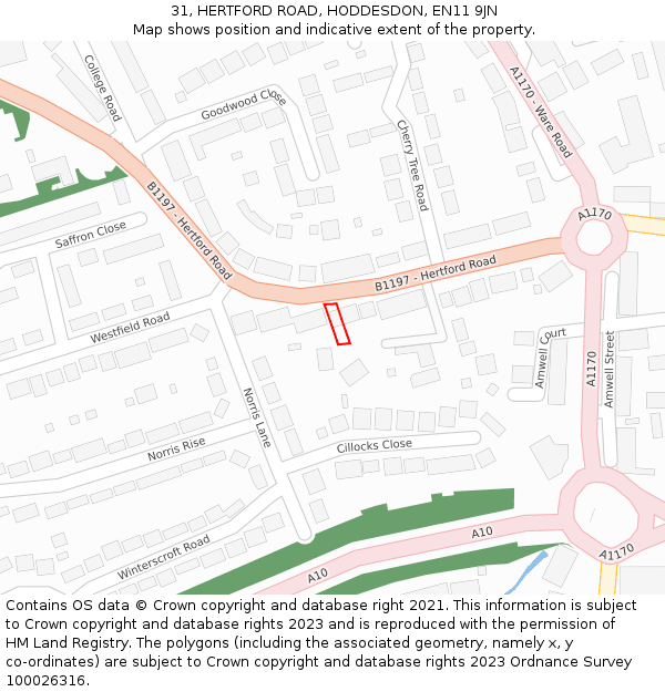 31, HERTFORD ROAD, HODDESDON, EN11 9JN: Location map and indicative extent of plot