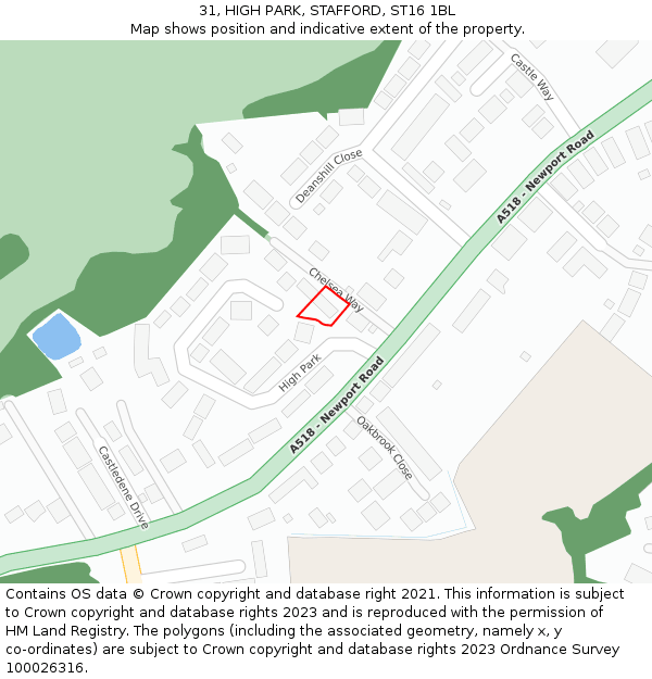 31, HIGH PARK, STAFFORD, ST16 1BL: Location map and indicative extent of plot