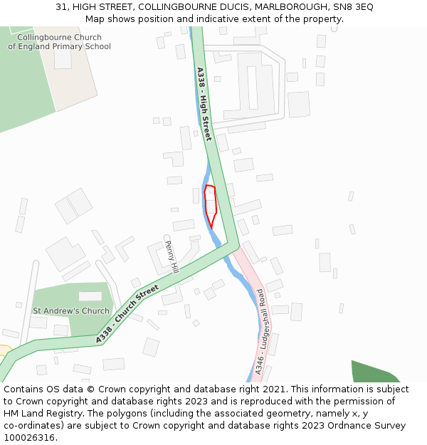 31, HIGH STREET, COLLINGBOURNE DUCIS, MARLBOROUGH, SN8 3EQ: Location map and indicative extent of plot