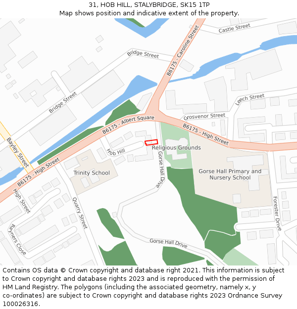 31, HOB HILL, STALYBRIDGE, SK15 1TP: Location map and indicative extent of plot