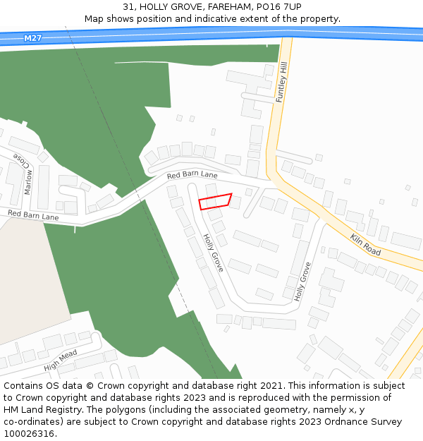 31, HOLLY GROVE, FAREHAM, PO16 7UP: Location map and indicative extent of plot
