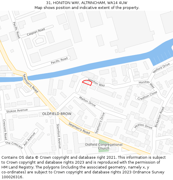 31, HONITON WAY, ALTRINCHAM, WA14 4UW: Location map and indicative extent of plot