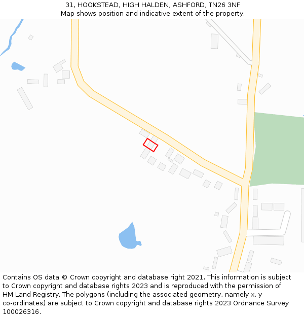31, HOOKSTEAD, HIGH HALDEN, ASHFORD, TN26 3NF: Location map and indicative extent of plot
