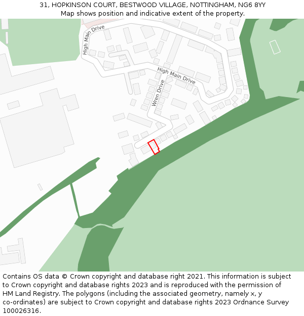 31, HOPKINSON COURT, BESTWOOD VILLAGE, NOTTINGHAM, NG6 8YY: Location map and indicative extent of plot