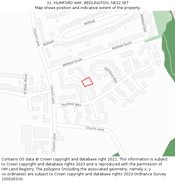 31, HUMFORD WAY, BEDLINGTON, NE22 5ET: Location map and indicative extent of plot
