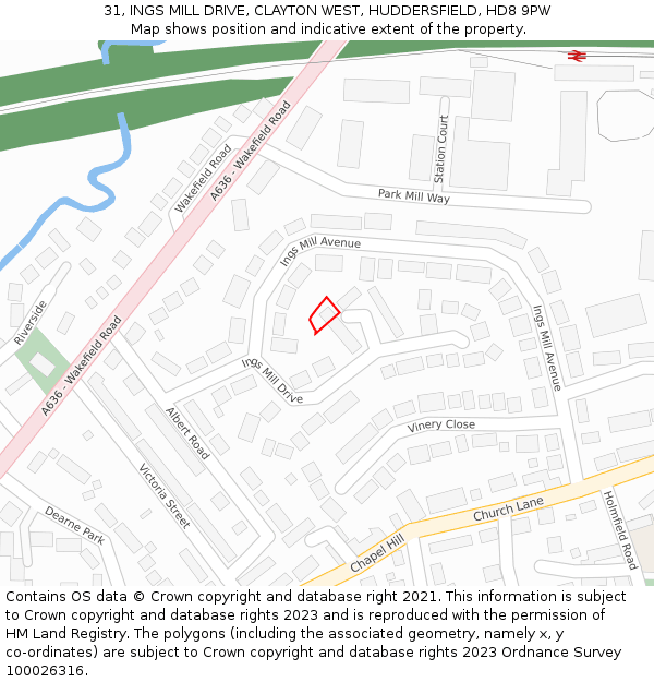 31, INGS MILL DRIVE, CLAYTON WEST, HUDDERSFIELD, HD8 9PW: Location map and indicative extent of plot