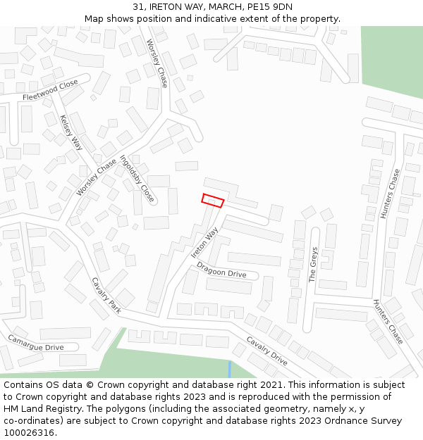 31, IRETON WAY, MARCH, PE15 9DN: Location map and indicative extent of plot