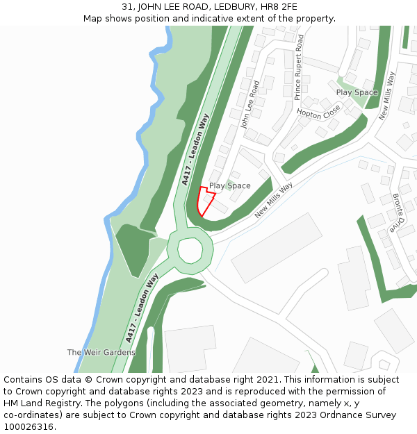 31, JOHN LEE ROAD, LEDBURY, HR8 2FE: Location map and indicative extent of plot