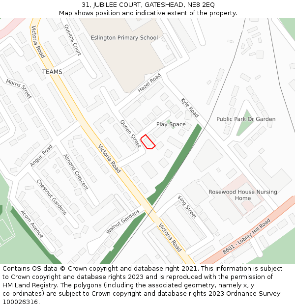 31, JUBILEE COURT, GATESHEAD, NE8 2EQ: Location map and indicative extent of plot