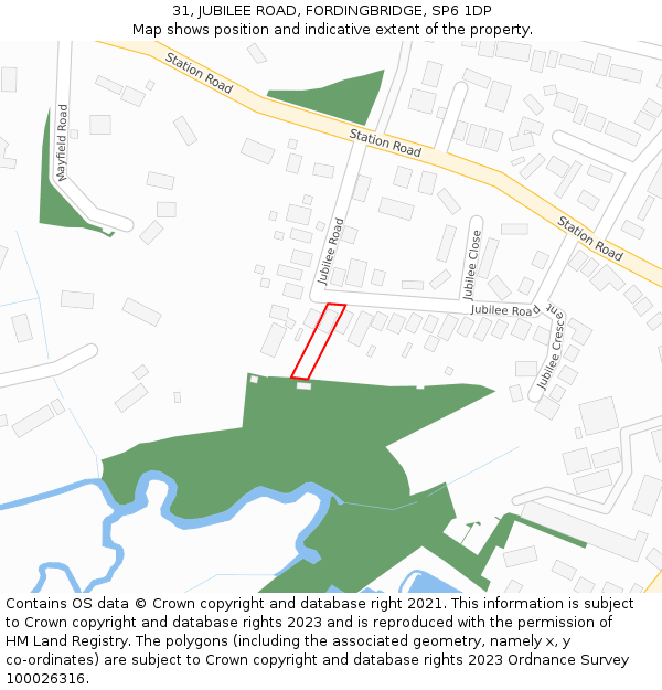 31, JUBILEE ROAD, FORDINGBRIDGE, SP6 1DP: Location map and indicative extent of plot