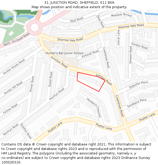 31, JUNCTION ROAD, SHEFFIELD, S11 8XA: Location map and indicative extent of plot