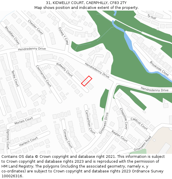 31, KIDWELLY COURT, CAERPHILLY, CF83 2TY: Location map and indicative extent of plot