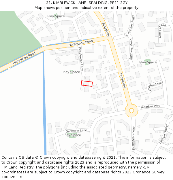 31, KIMBLEWICK LANE, SPALDING, PE11 3GY: Location map and indicative extent of plot