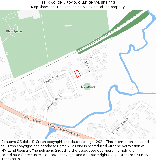 31, KING JOHN ROAD, GILLINGHAM, SP8 4PG: Location map and indicative extent of plot