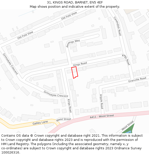 31, KINGS ROAD, BARNET, EN5 4EF: Location map and indicative extent of plot