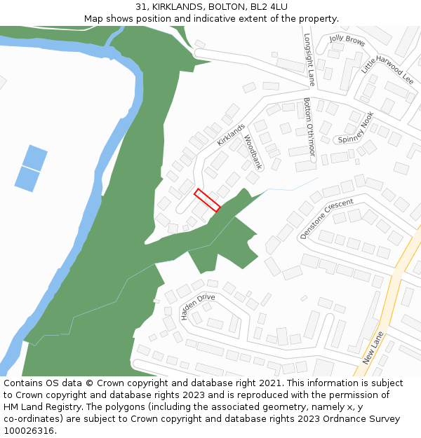 31, KIRKLANDS, BOLTON, BL2 4LU: Location map and indicative extent of plot