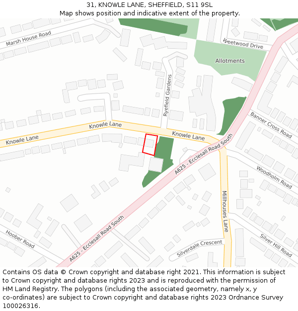 31, KNOWLE LANE, SHEFFIELD, S11 9SL: Location map and indicative extent of plot