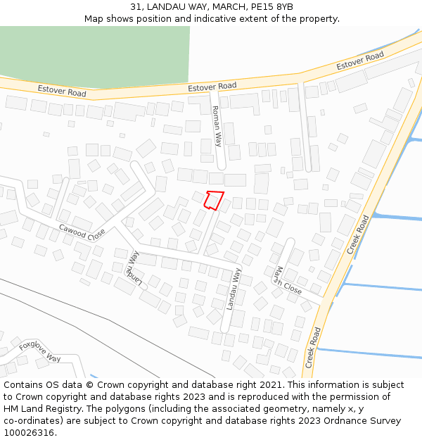 31, LANDAU WAY, MARCH, PE15 8YB: Location map and indicative extent of plot