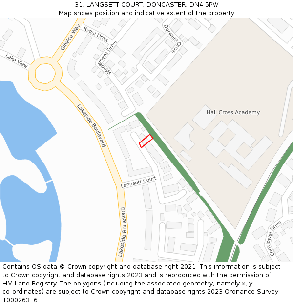 31, LANGSETT COURT, DONCASTER, DN4 5PW: Location map and indicative extent of plot