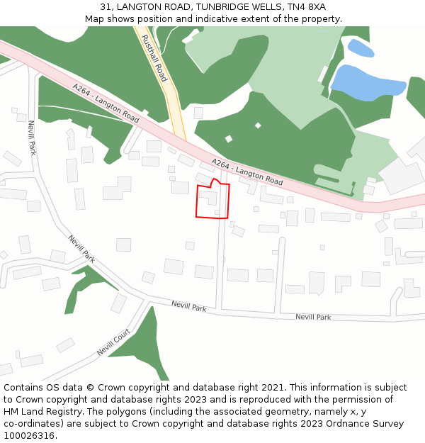 31, LANGTON ROAD, TUNBRIDGE WELLS, TN4 8XA: Location map and indicative extent of plot