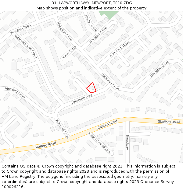 31, LAPWORTH WAY, NEWPORT, TF10 7DG: Location map and indicative extent of plot