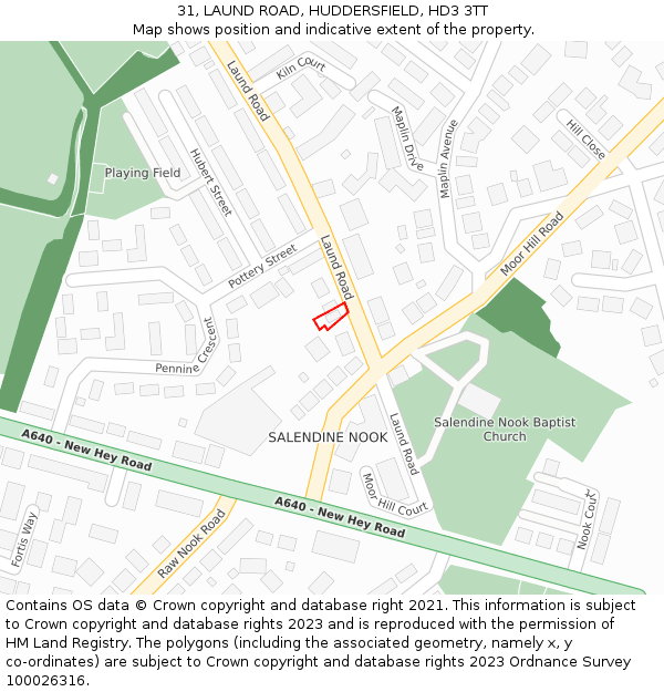 31, LAUND ROAD, HUDDERSFIELD, HD3 3TT: Location map and indicative extent of plot