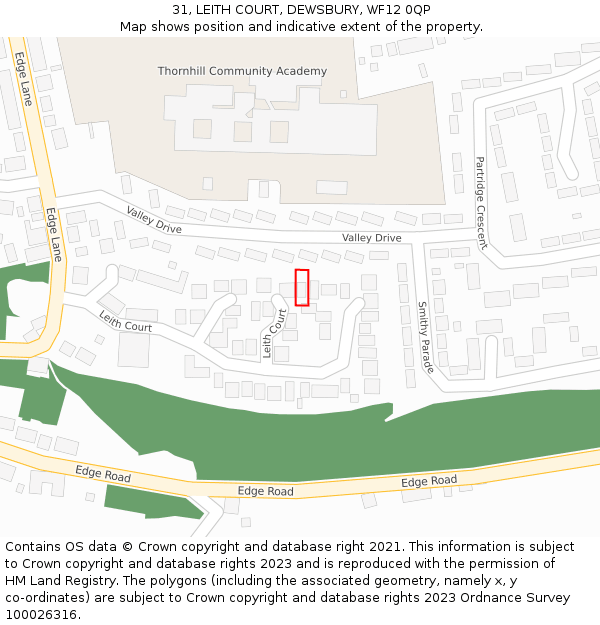 31, LEITH COURT, DEWSBURY, WF12 0QP: Location map and indicative extent of plot