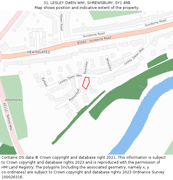 31, LESLEY OWEN WAY, SHREWSBURY, SY1 4RB: Location map and indicative extent of plot