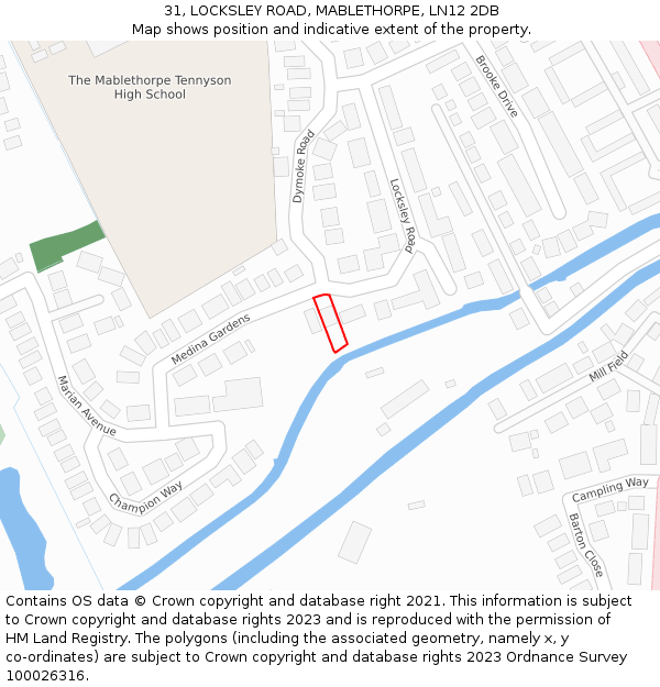 31, LOCKSLEY ROAD, MABLETHORPE, LN12 2DB: Location map and indicative extent of plot