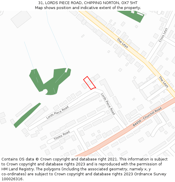 31, LORDS PIECE ROAD, CHIPPING NORTON, OX7 5HT: Location map and indicative extent of plot