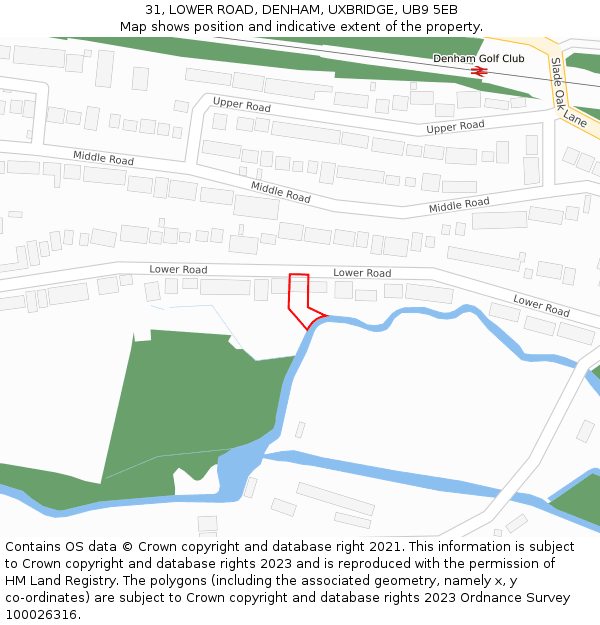 31, LOWER ROAD, DENHAM, UXBRIDGE, UB9 5EB: Location map and indicative extent of plot