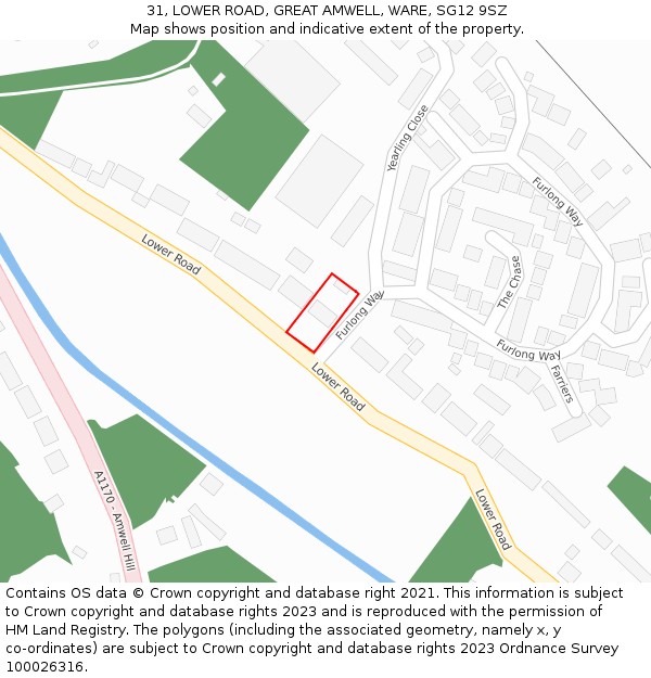 31, LOWER ROAD, GREAT AMWELL, WARE, SG12 9SZ: Location map and indicative extent of plot