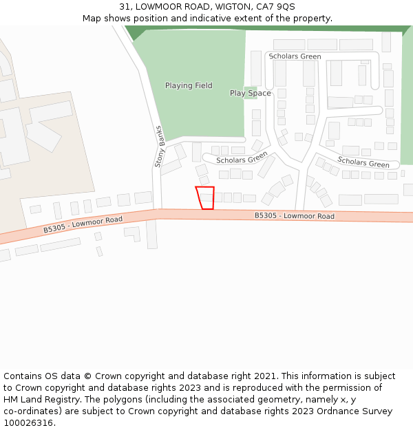 31, LOWMOOR ROAD, WIGTON, CA7 9QS: Location map and indicative extent of plot