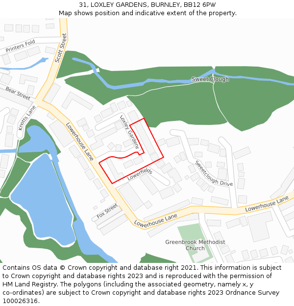 31, LOXLEY GARDENS, BURNLEY, BB12 6PW: Location map and indicative extent of plot