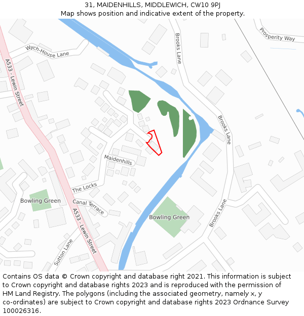 31, MAIDENHILLS, MIDDLEWICH, CW10 9PJ: Location map and indicative extent of plot