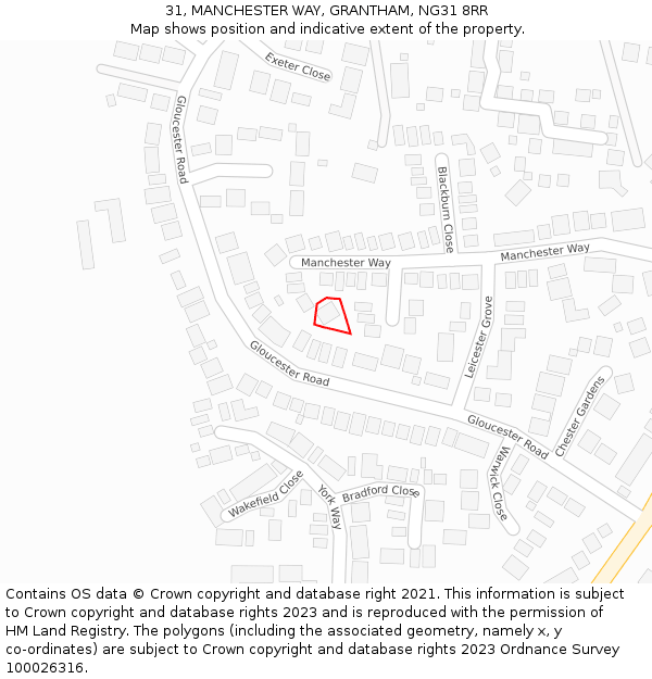 31, MANCHESTER WAY, GRANTHAM, NG31 8RR: Location map and indicative extent of plot