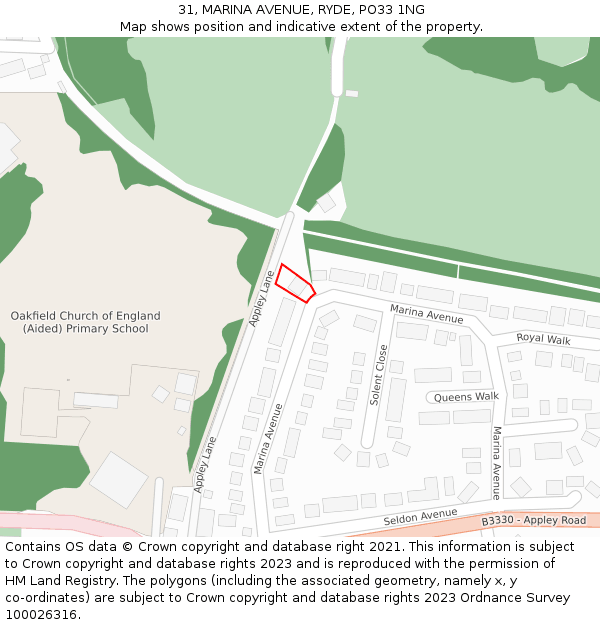 31, MARINA AVENUE, RYDE, PO33 1NG: Location map and indicative extent of plot