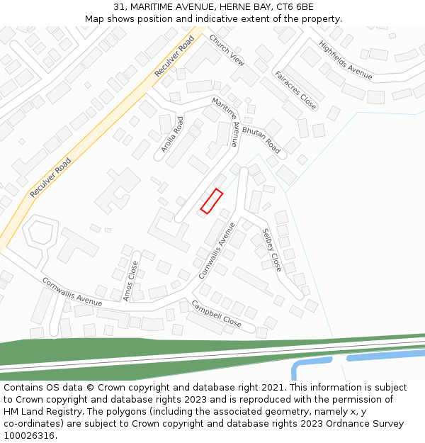 31, MARITIME AVENUE, HERNE BAY, CT6 6BE: Location map and indicative extent of plot